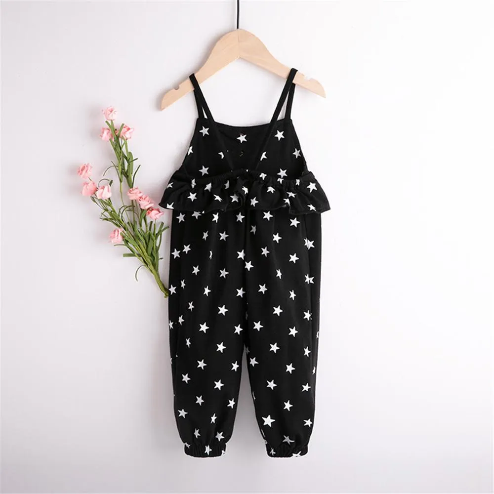 Girls Star Print Suspender Trousers