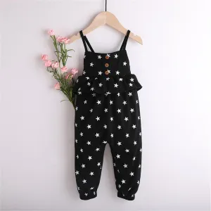 Girls Star Print Suspender Trousers