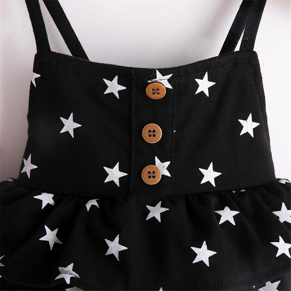 Girls Star Print Suspender Trousers