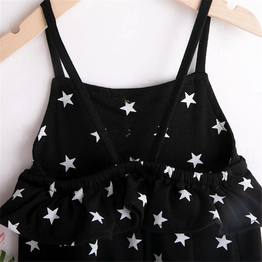 Girls Star Print Suspender Trousers