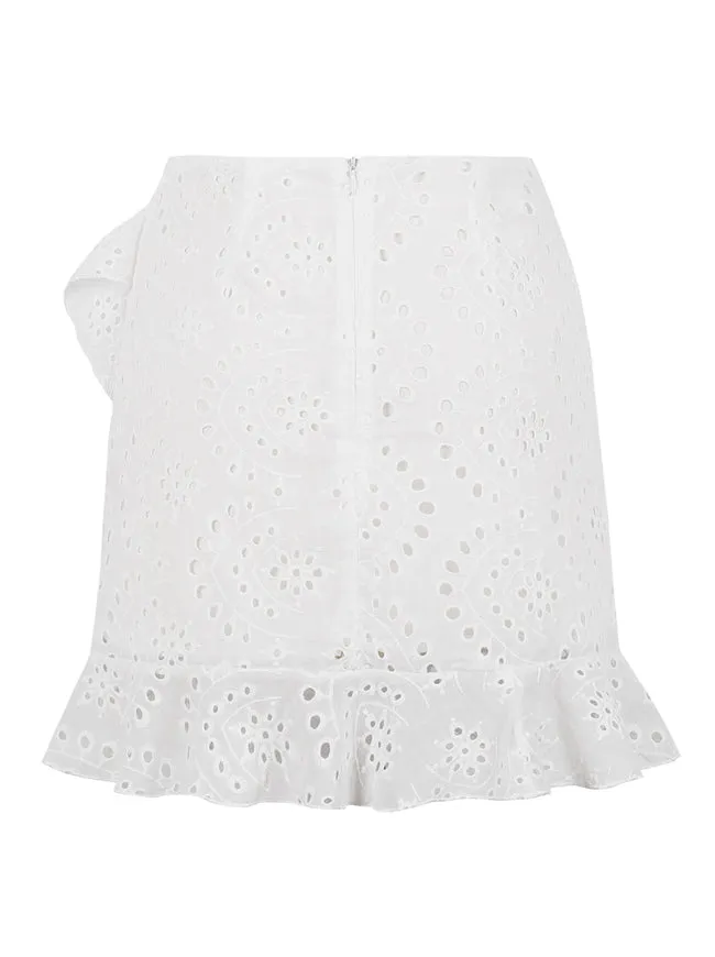High Waist Above The Knee Ruffled Casual Wrap Skirt