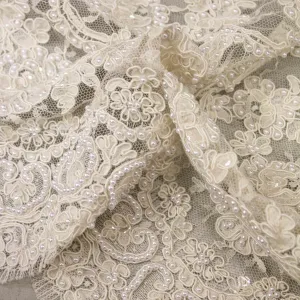 Julle Ecru Pearl Floral PolyCotton Lace
