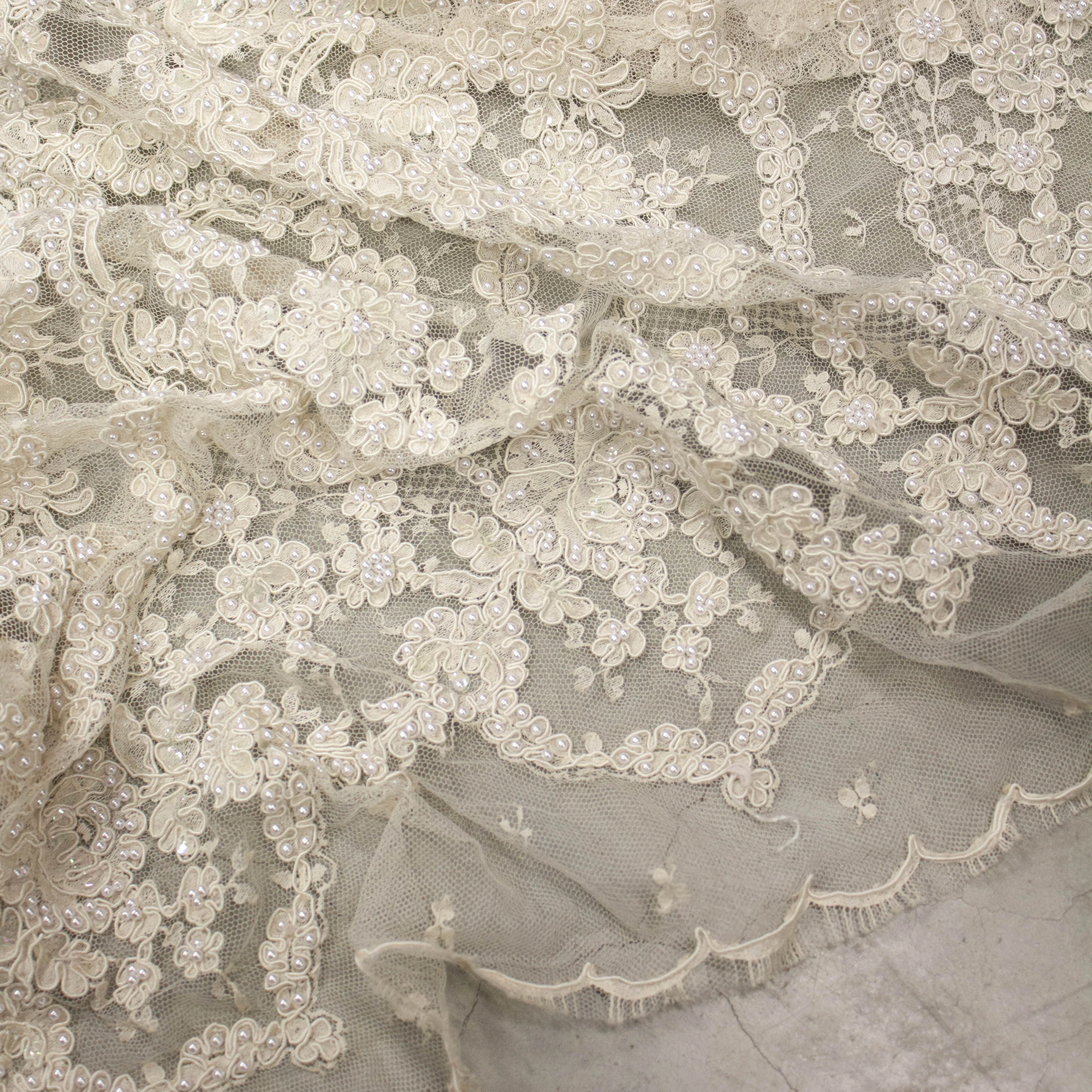 Julle Ecru Pearl Floral PolyCotton Lace