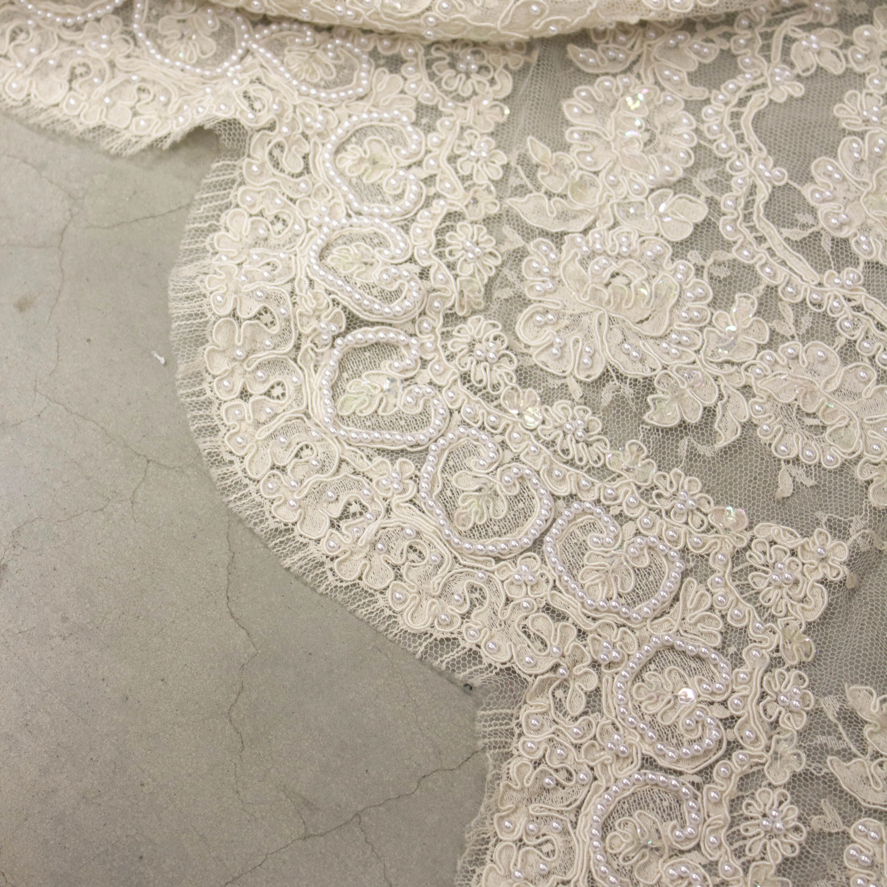 Julle Ecru Pearl Floral PolyCotton Lace