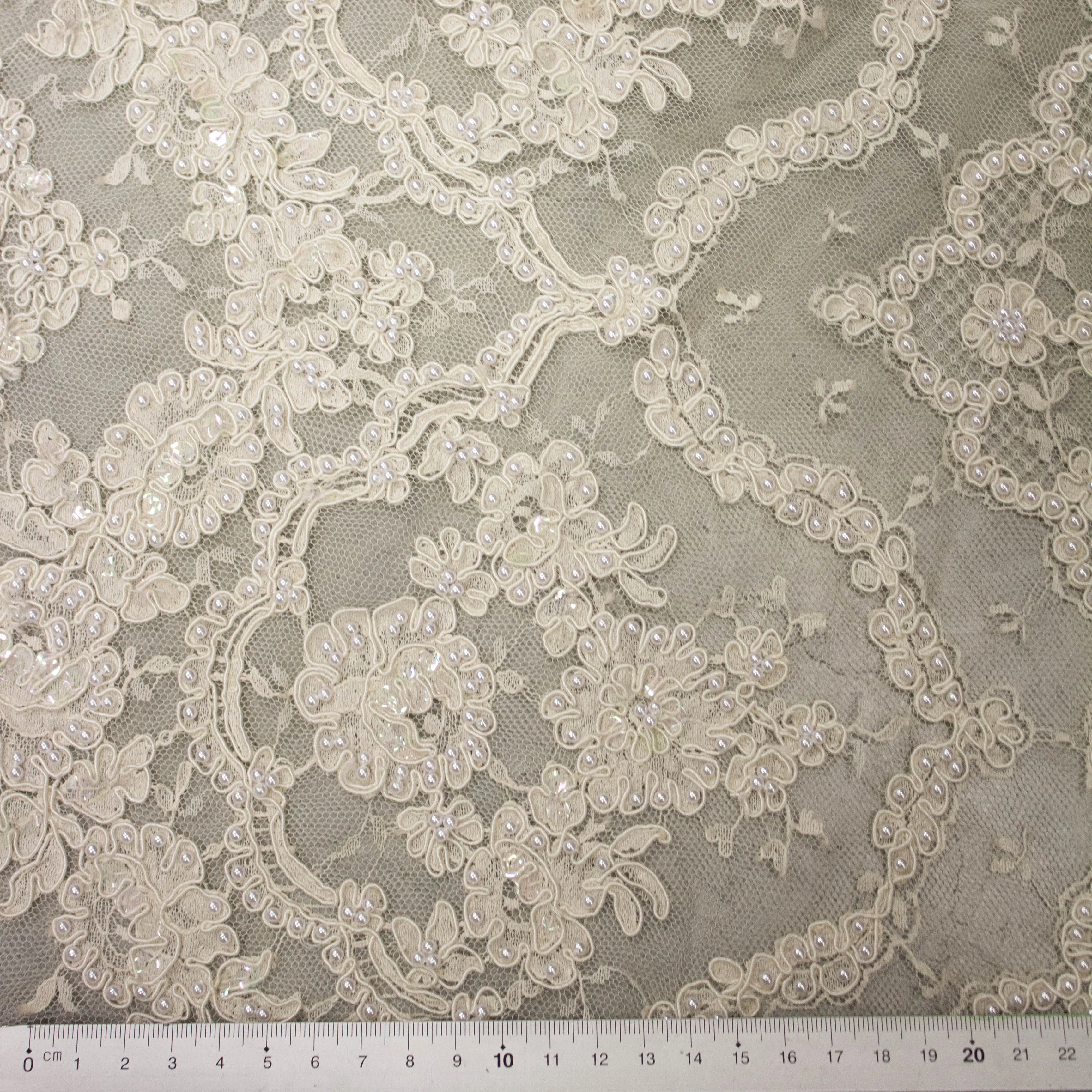 Julle Ecru Pearl Floral PolyCotton Lace