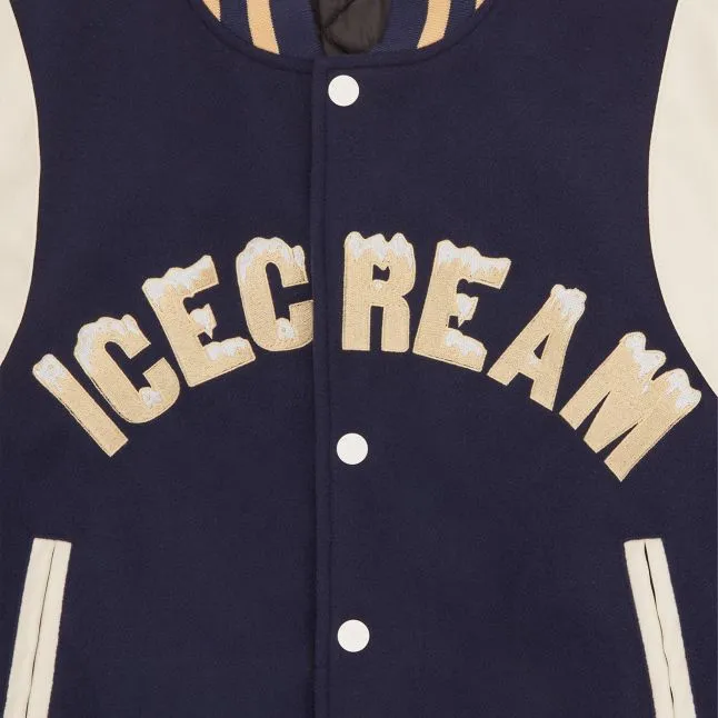 Mens ICECREAM Navy Drippy Varsity Jacket