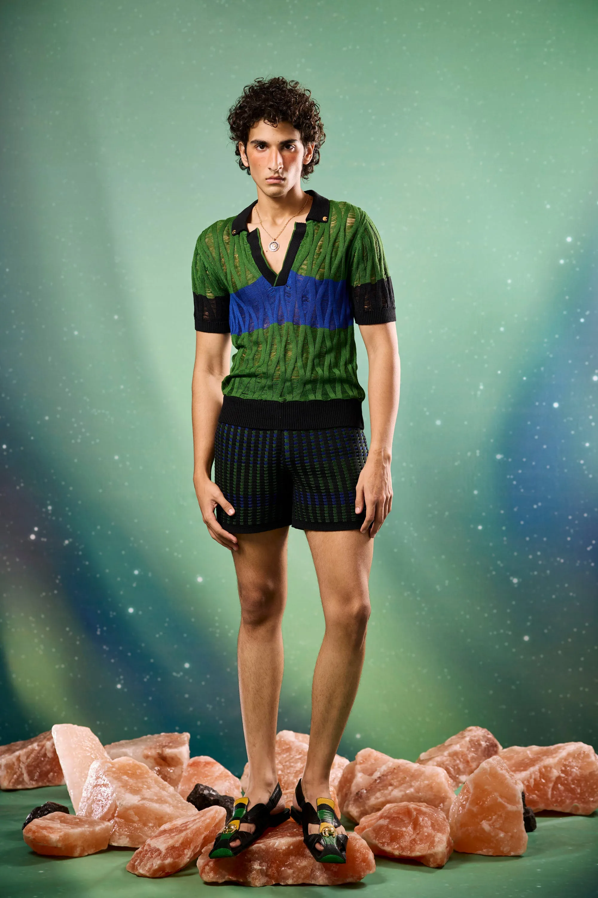 Midnight Mosaic Knitted Shorts