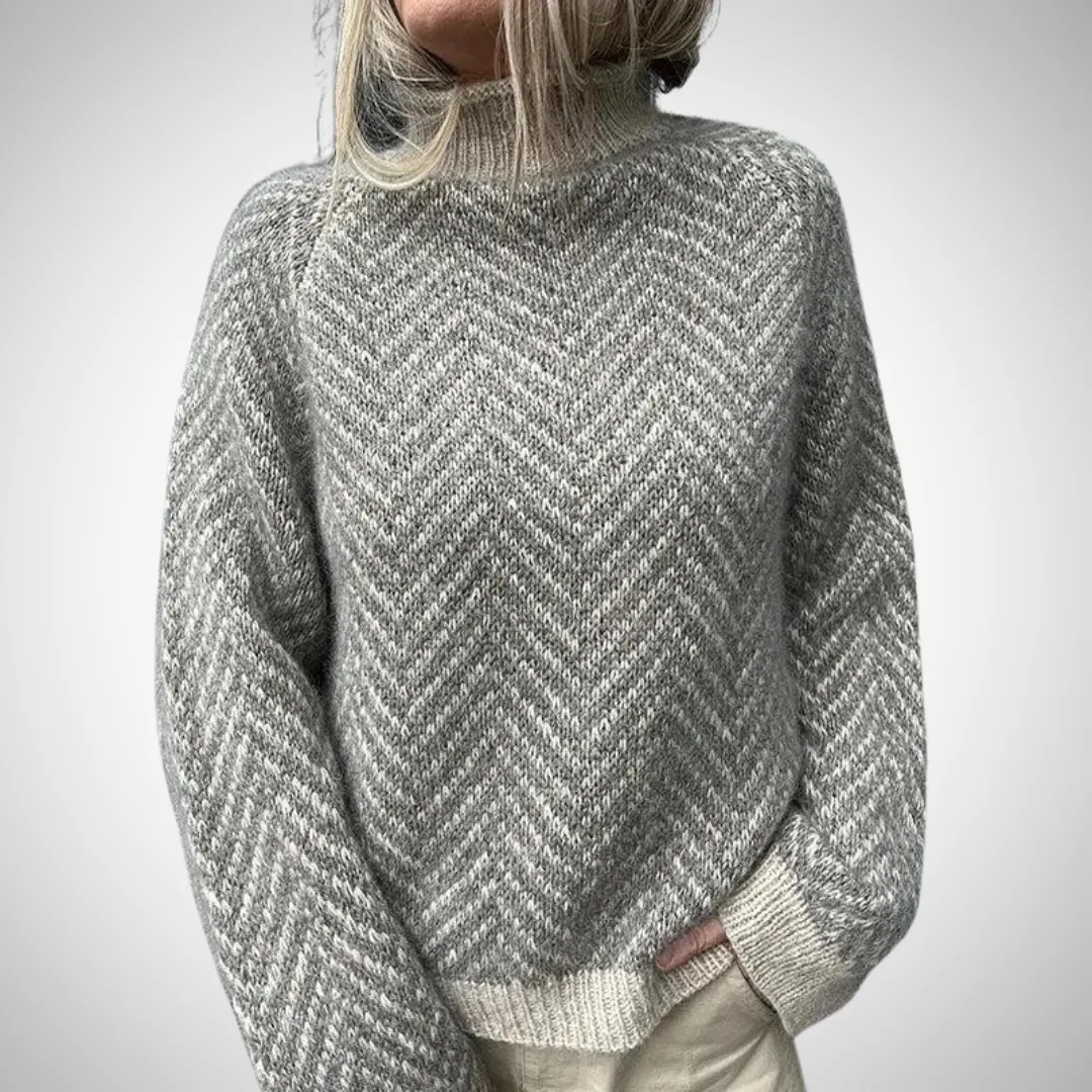 Miriam Gray Striped Long Sleeve Sweater
