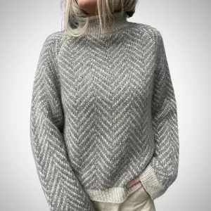 Miriam Gray Striped Long Sleeve Sweater