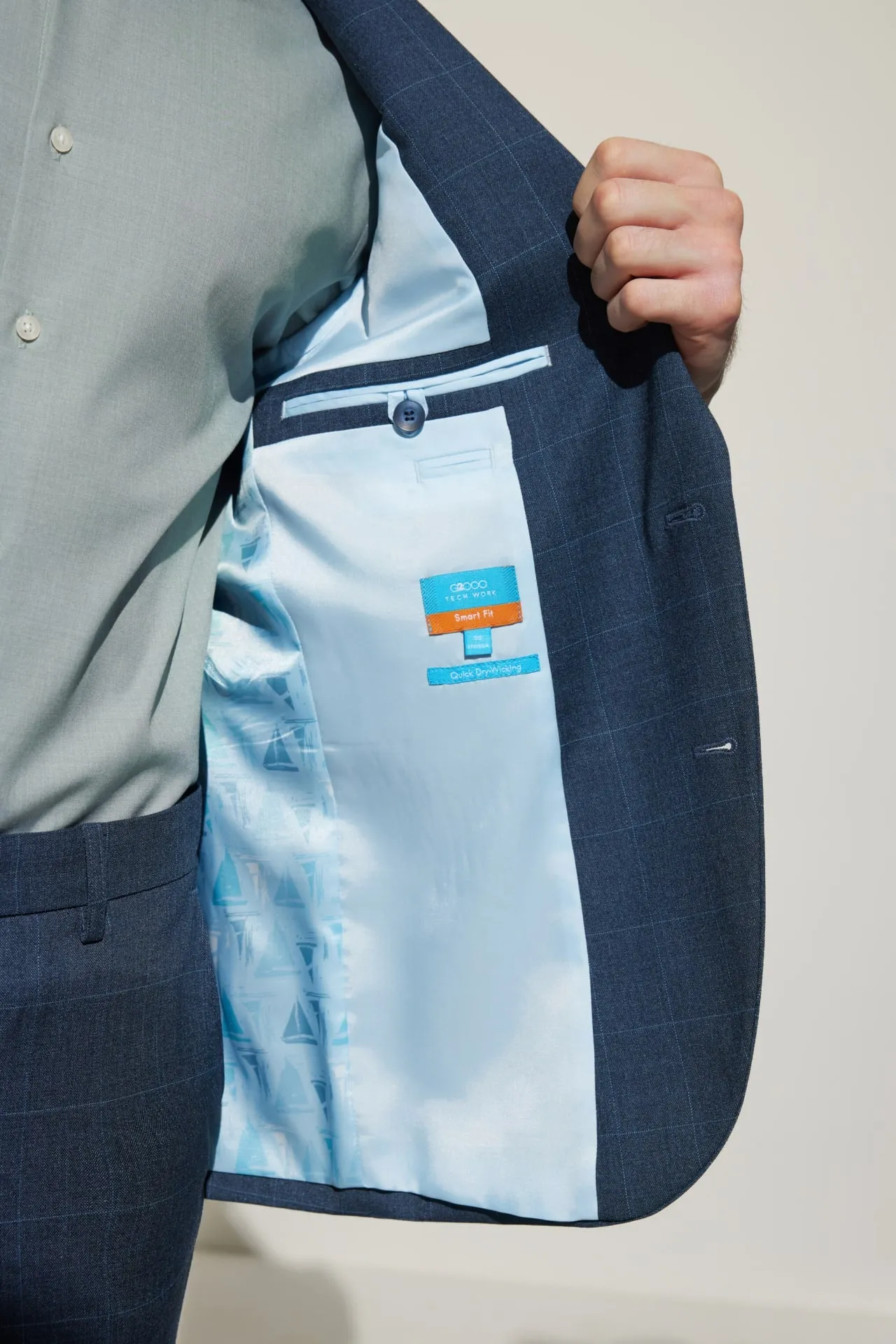 Multi-Way Stretch Smart Fit Check Suit Blazer