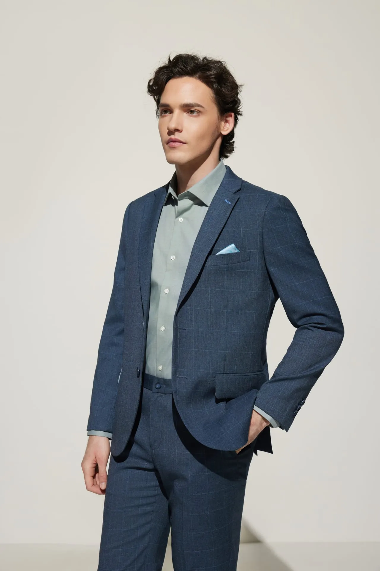 Multi-Way Stretch Smart Fit Check Suit Blazer