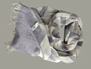 Nine Yaks Cotton Scarf - blue and white stripes
