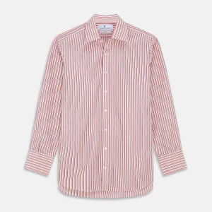 Orange and White Stripe Cotton Regular Fit Mayfair Shirt