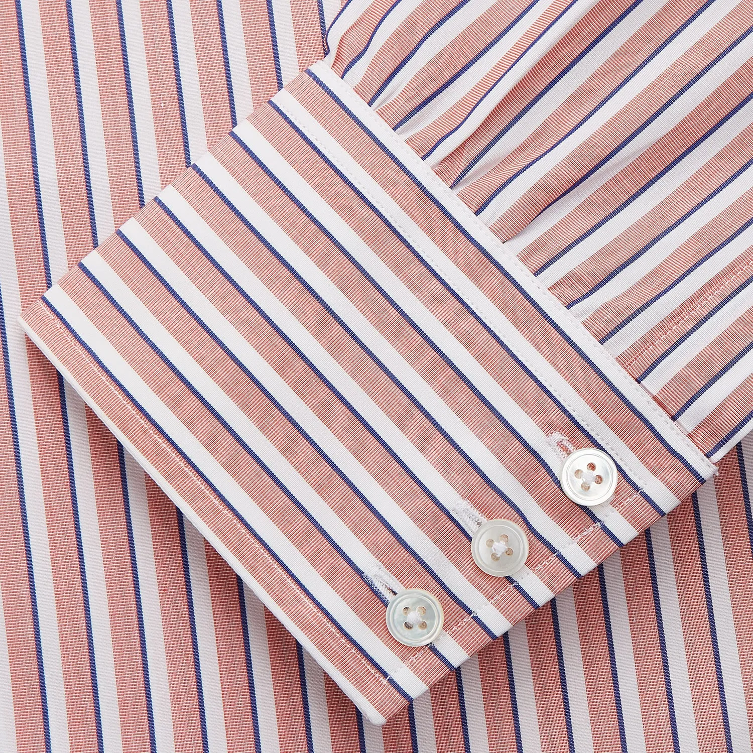 Orange and White Stripe Cotton Regular Fit Mayfair Shirt