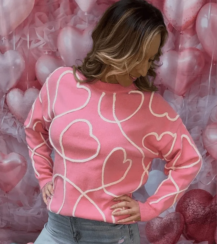 Pink Heart Sweater