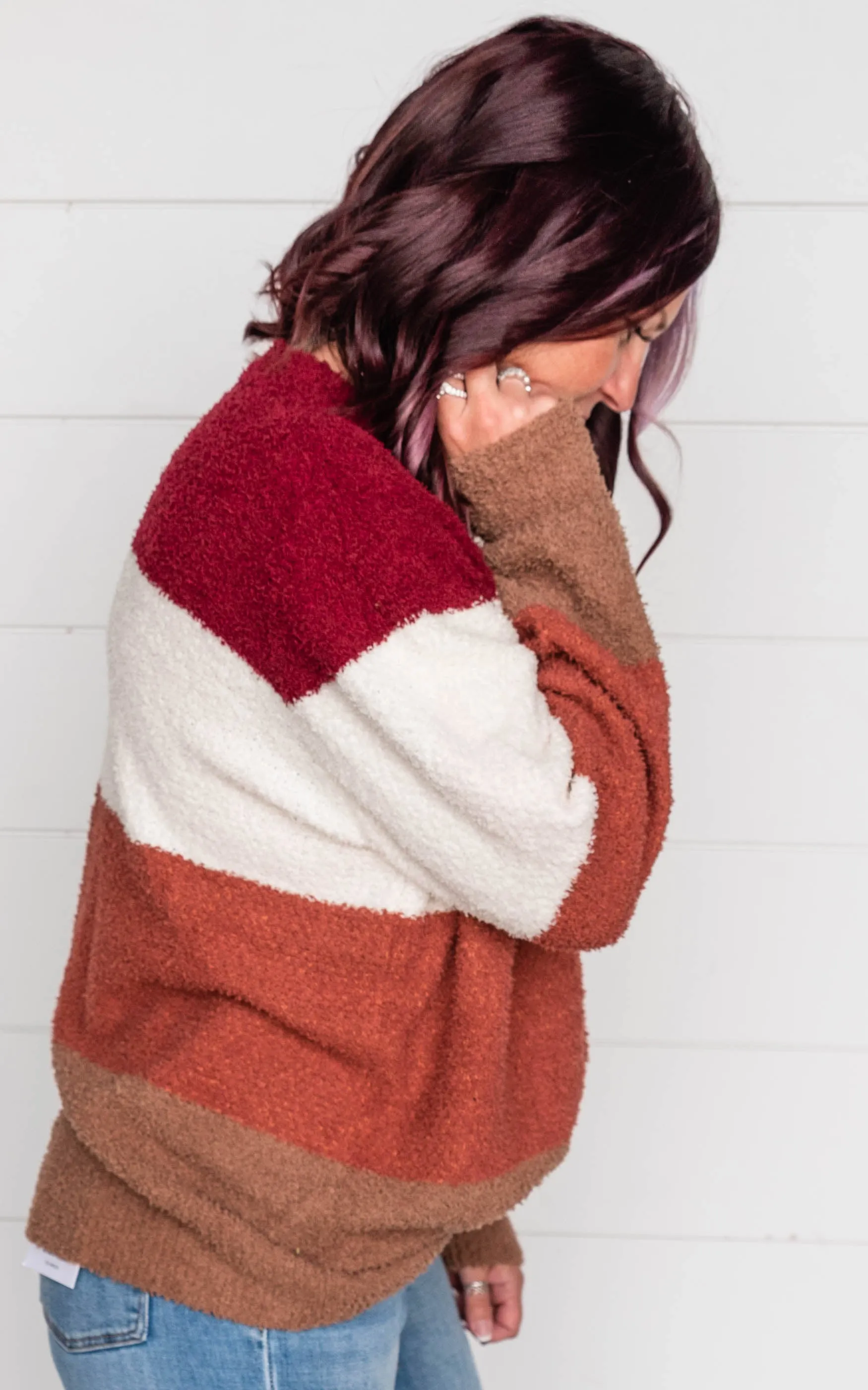 Rust Combo Colorblock Sweater - White Birch | FINAL SALE