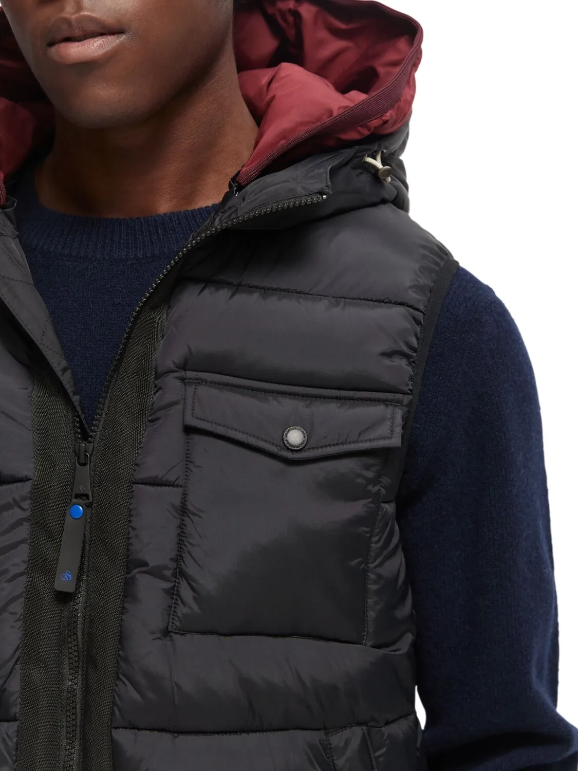 Scotch and Soda Hooded Quilted Body Warmer - Black