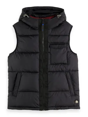 Scotch and Soda Hooded Quilted Body Warmer - Black
