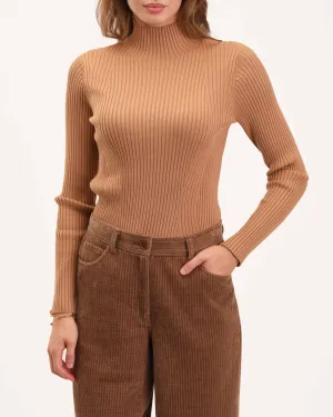 Shaped Rib Funnel Neck Sweater