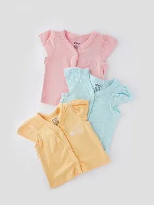Skin-friendly & Adorable Jhabla Front Button Tops for Newborn Babies pack of 3