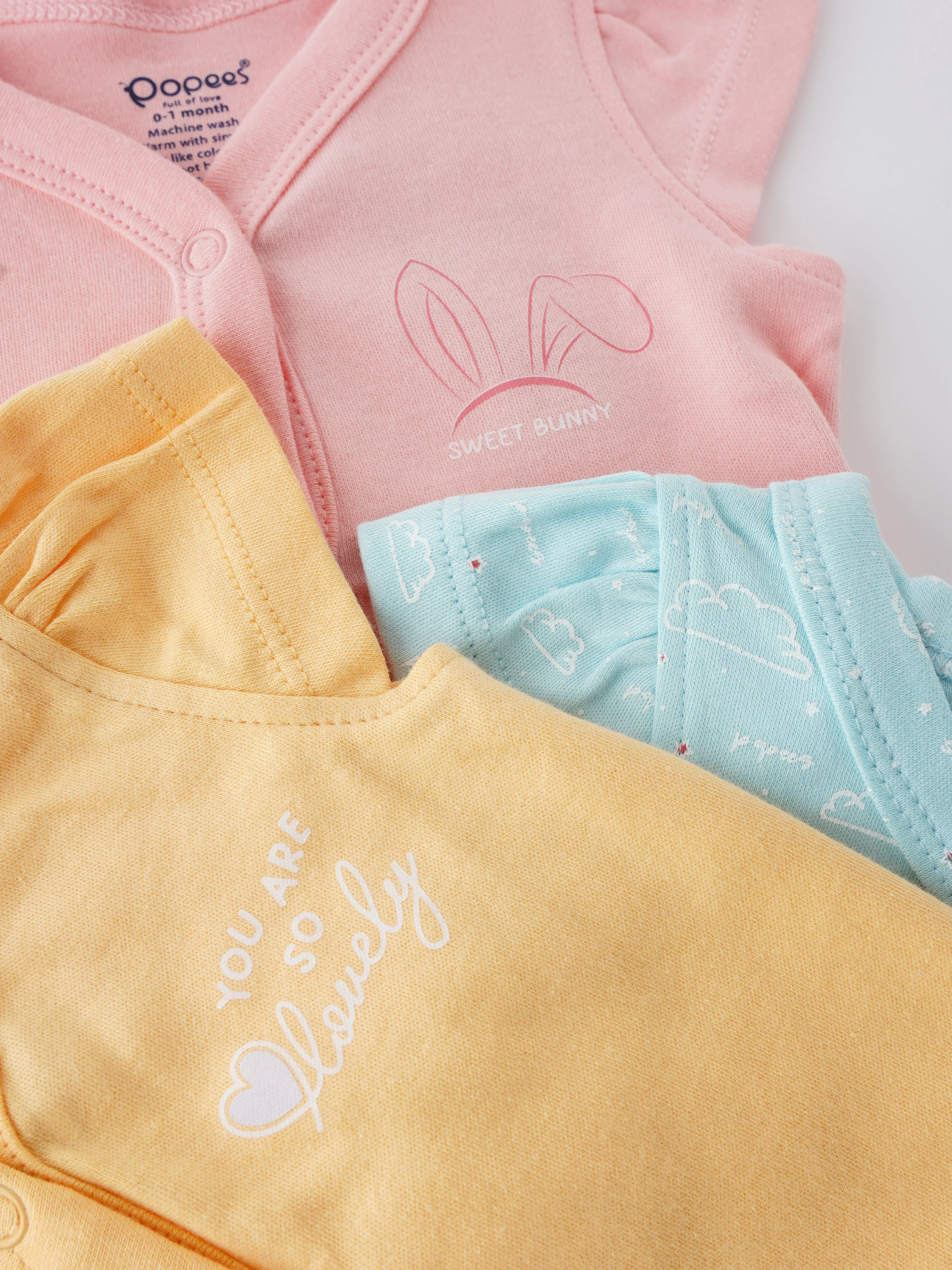 Skin-friendly & Adorable Jhabla Front Button Tops for Newborn Babies pack of 3