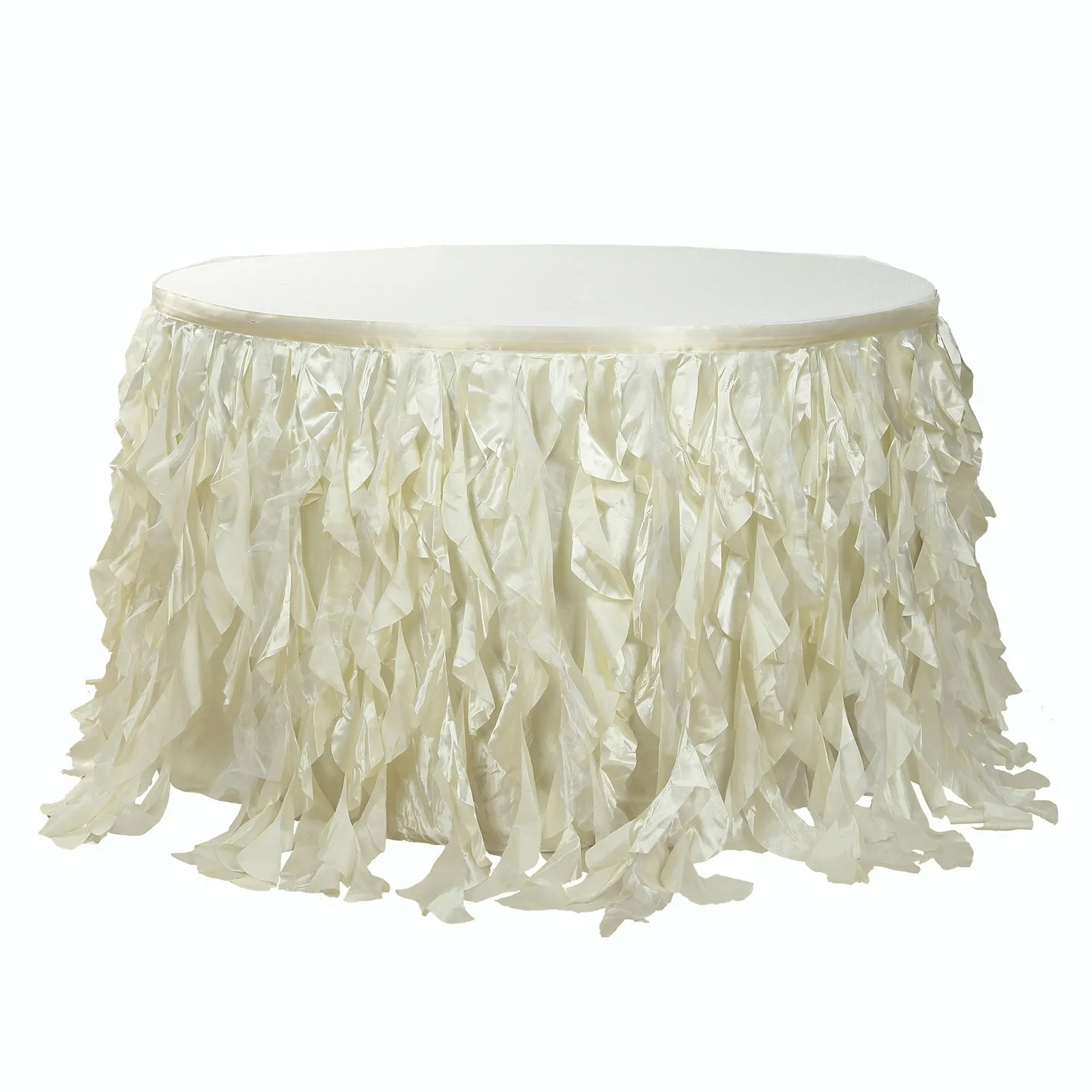 Taffeta Table Skirt 17ft Ivory - Curly Willow Table Cover