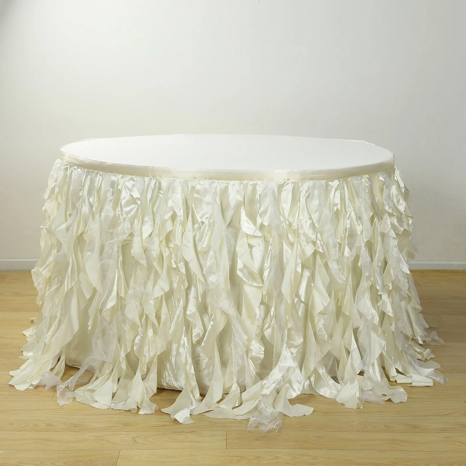 Taffeta Table Skirt 17ft Ivory - Curly Willow Table Cover