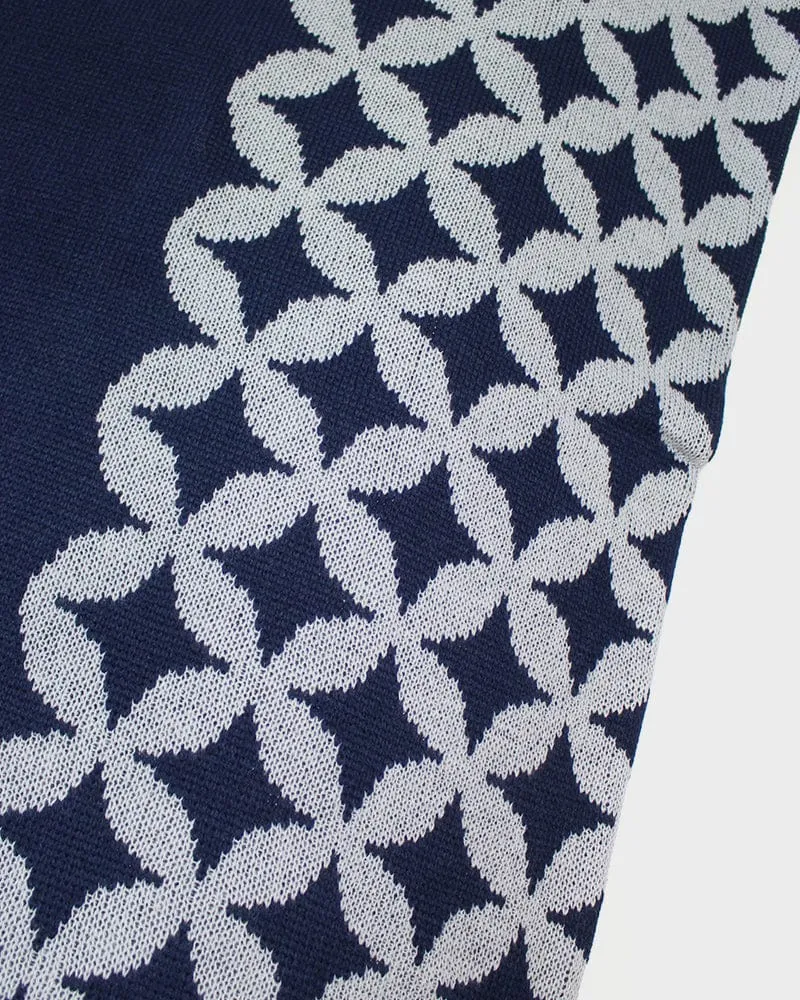 Wa-Modern Poncho, Navy with Shippou