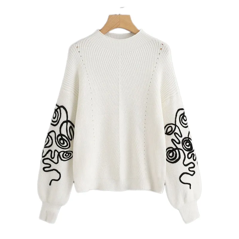 White Bishop Sleeve Eyelet Detail Jumper