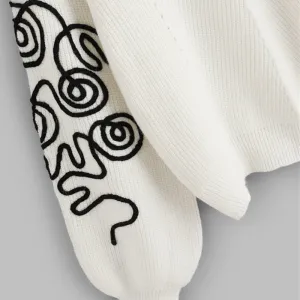 White Bishop Sleeve Eyelet Detail Jumper