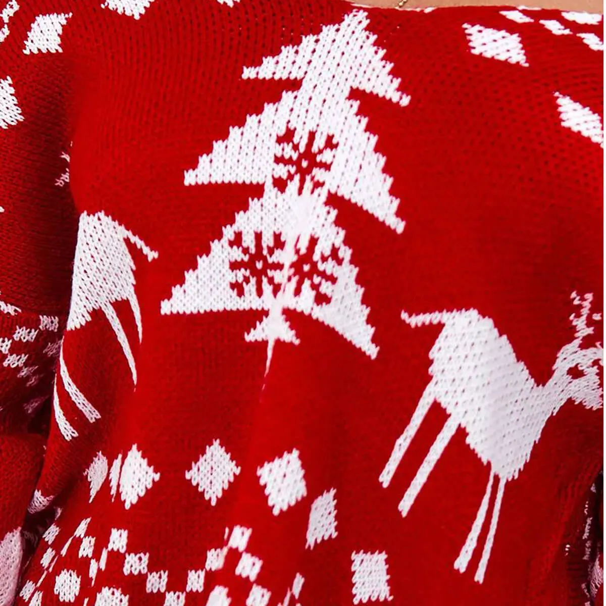 Women Christmas Sweater Criss Cross Backless Pullover Christmas Red Sweater with Long Sleeves
