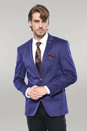 WSS 2 Button Combed Plaid Sax Blue Men Jacket  - Singen