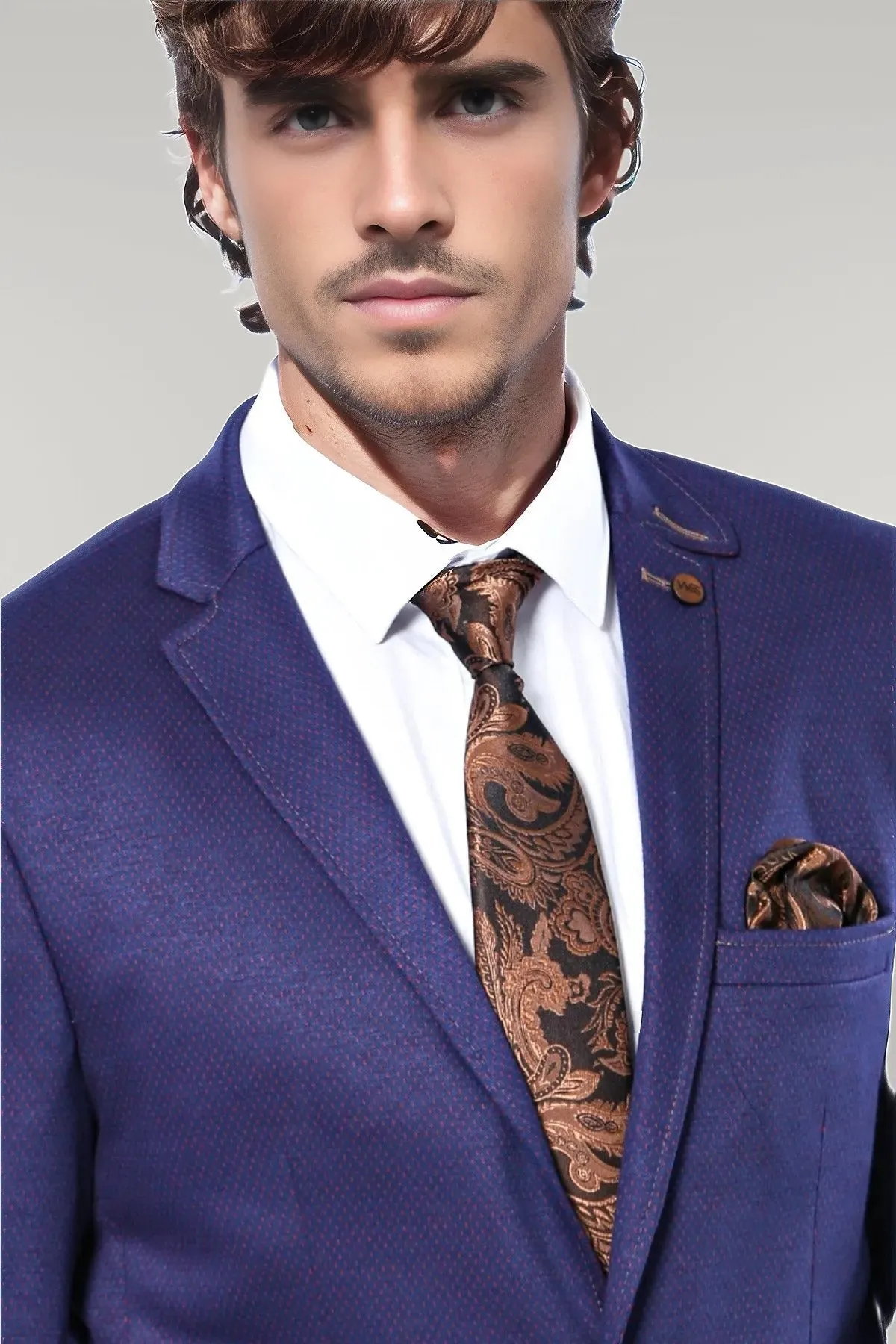 WSS 2 Button Combed Plaid Sax Blue Men Jacket  - Singen