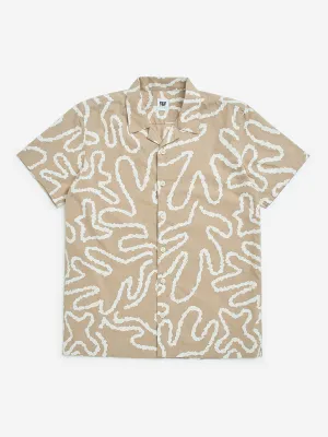 Y&F Kids Beige Abstract Design Cotton Shirt