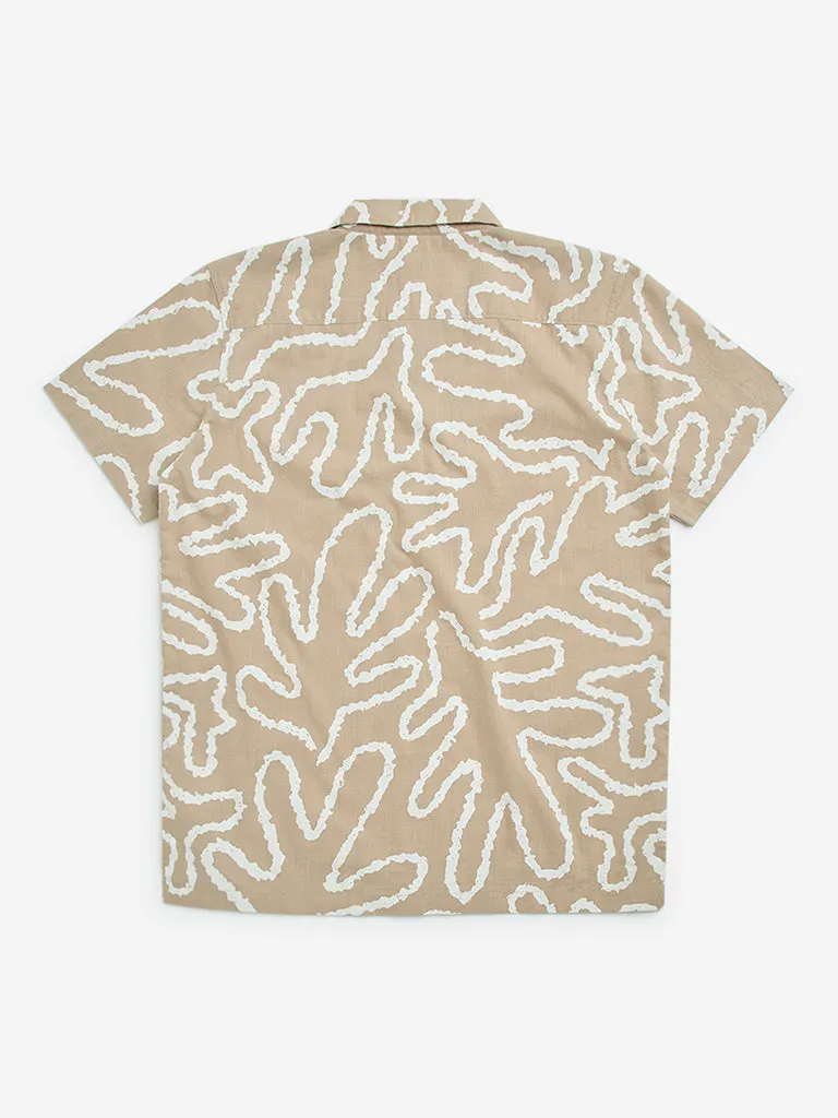 Y&F Kids Beige Abstract Design Cotton Shirt