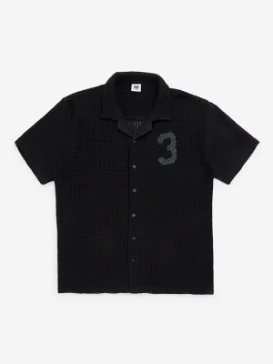 Y&F Kids Black Knitted Resort-Fit Cotton-Blend Shirt