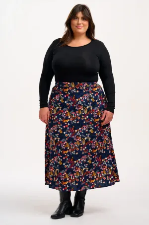 ZORA SKIRT - NAVY, MIDNIGHT WOODLAND