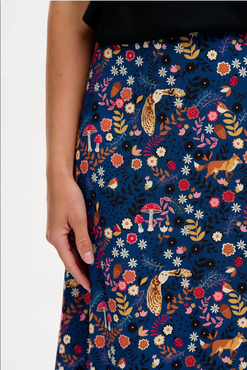 ZORA SKIRT - NAVY, MIDNIGHT WOODLAND
